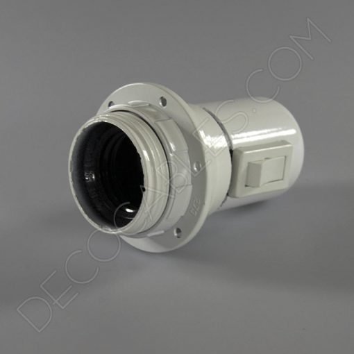 Portalámparas Baquelita para pantalla con interruptor 2 Portalámparas de baquelita para pantallas con interruptor color blanco