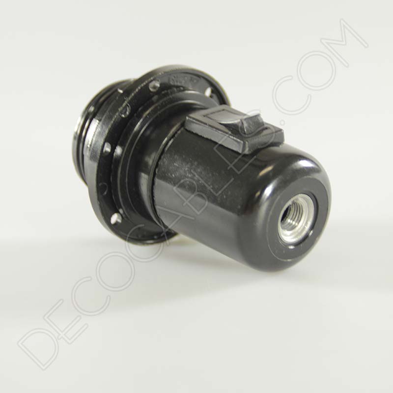 Portalámparas de baquelita para pantallas con interruptor color negro Portalámparas de baquelita para pantallas con interruptor color negro