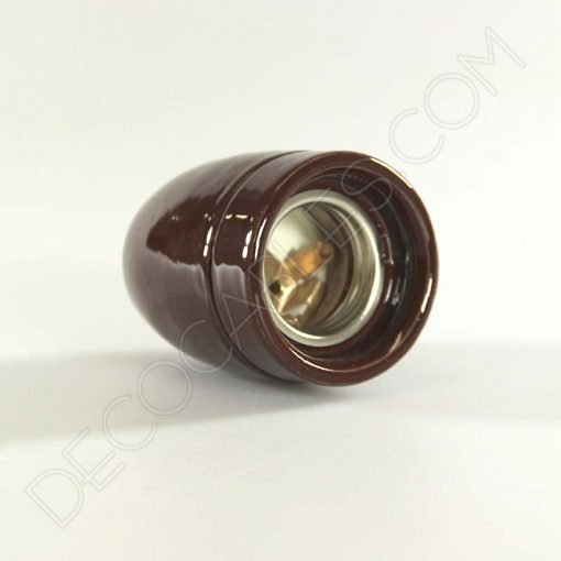 Portalámparas cerámico E27 (Varios colores) 14 Portalámparas de cerámica en color marrón