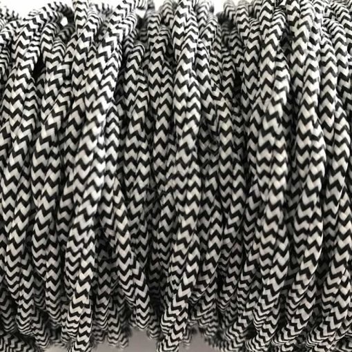 Cable eléctrico trenzado bicolor zig zag blanco negro