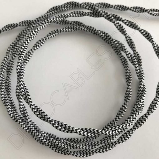 Cable eléctrico trenzado bicolor zig zag blanco negro