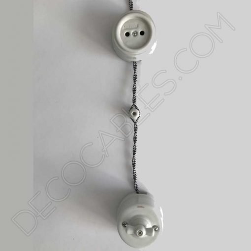 Cable eléctrico trenzado bicolor zig zag blanco negro