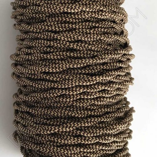 Cable eléctrico trenzado bicolor marrón zig zag