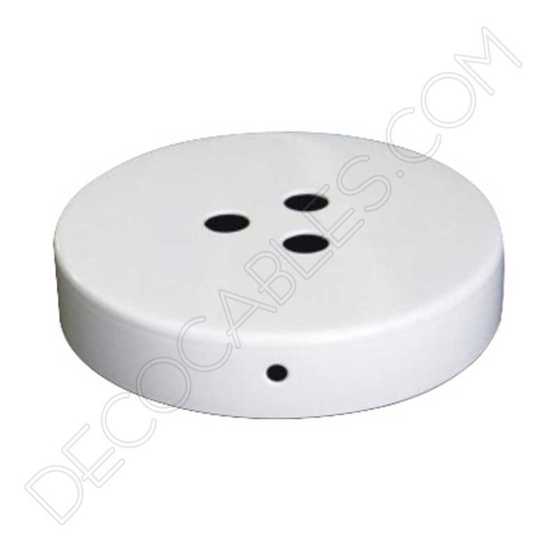 Soporte de techo metálico blanco para lámparas con 3 salidas para cables Soporte de techo metálico blanco para lámparas con 3 salidas para cables