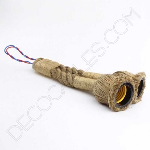 Lámpara colgante doble de cuerda trenzada 2 Lámpara colgante soga dos brazos