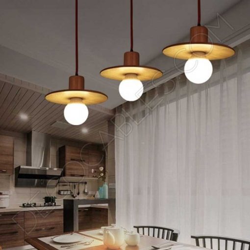Cubre portalámparas de madera modelo sombrero 4 Lámpara colgante de madera modelo sombrero