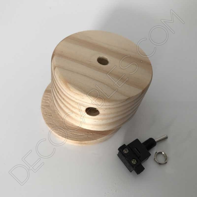 Interruptor de paso de madera para lámparas redondo con base plana Interruptor de paso de madera para lámparas redondo con base plana
