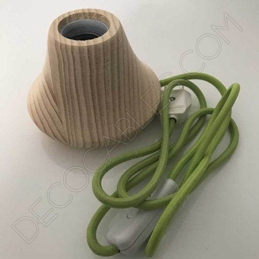 Lámpara de mesa modelo cono de madera