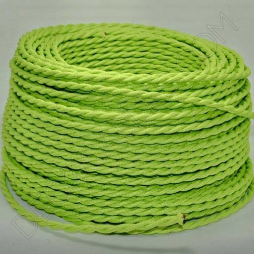 Cable eléctrico trenzado de seda verde lima