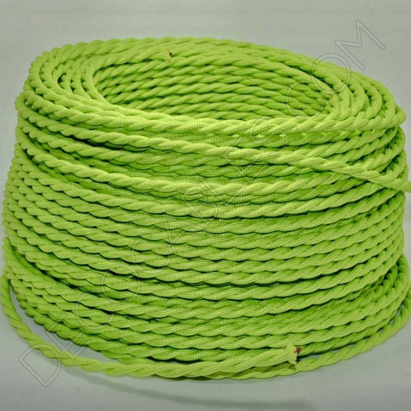 Cable eléctrico trenzado de seda verde lima Cable eléctrico trenzado de seda verde lima