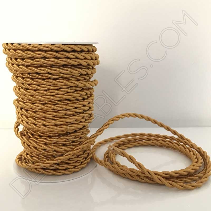 Cable eléctrico trenzado de seda color ocre Cable eléctrico trenzado de seda color ocre