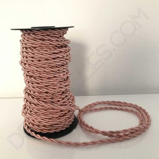 Cable trenzado de seda (rosa) 2 Cable eléctrico trenzado de seda color rosa