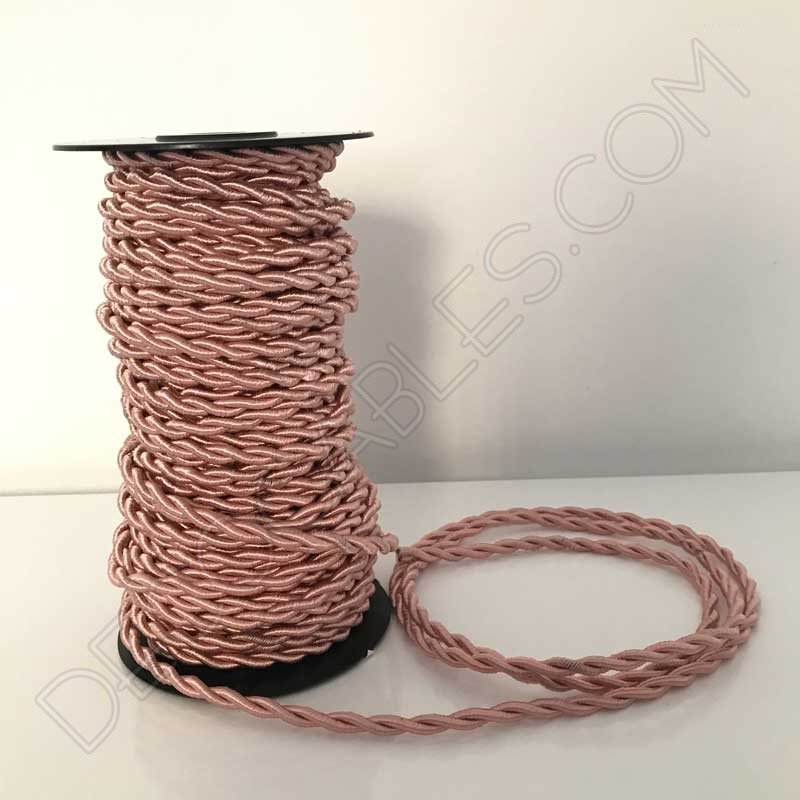 Cable eléctrico trenzado de seda color rosa Cable eléctrico trenzado de seda color rosa