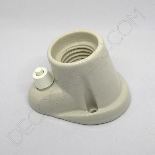 Portalámparas cerámico blanco inclinado zócalo con interruptor