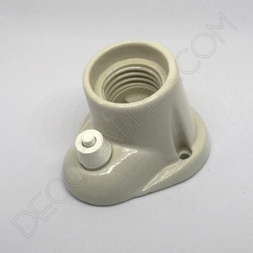 Portalámparas cerámico blanco inclinado zócalo con interruptor