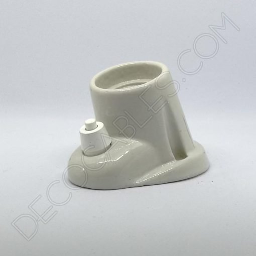 Portalámparas cerámico blanco inclinado zócalo con interruptor