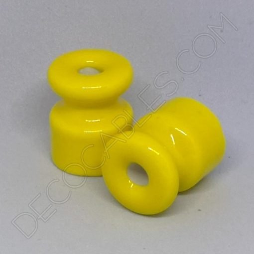 Aisladores de porcelana de colores para cable trenzado 18 Aislador de porcelana para cable eléctrico trenzado amarillo