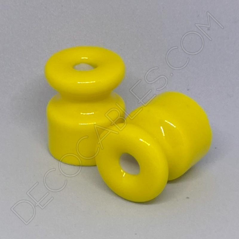 Aislador de porcelana para cable eléctrico trenzado amarillo Aislador de porcelana para cable eléctrico trenzado amarillo