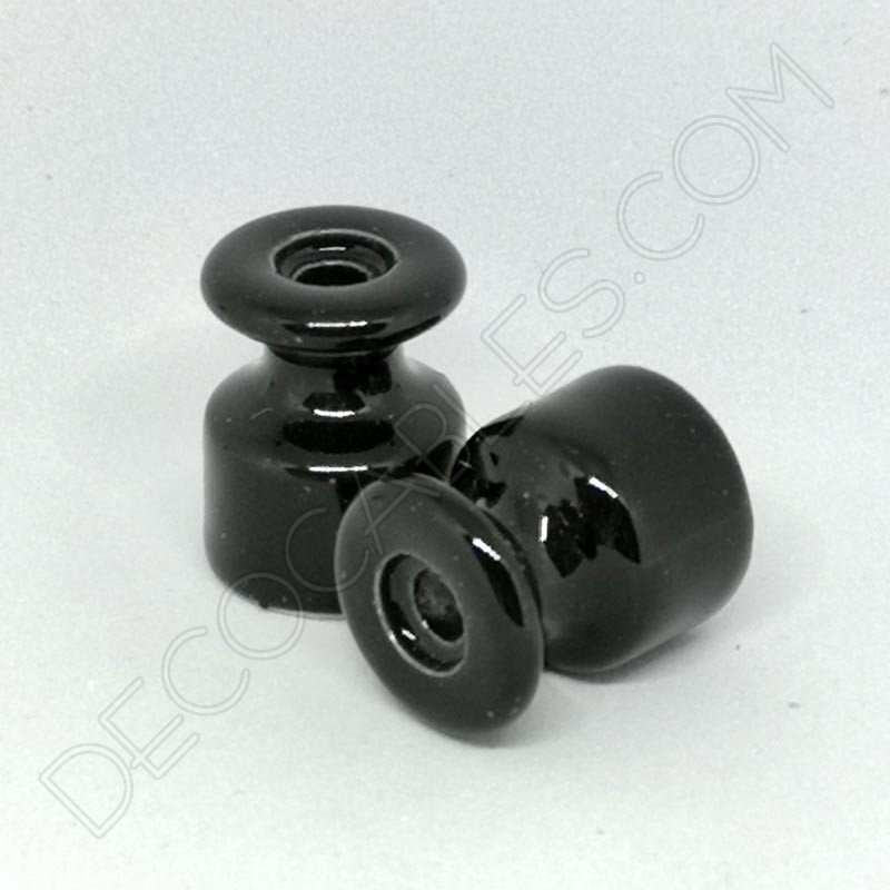 Aislador de porcelana para cable eléctrico trenzado negro Aislador de porcelana para cable eléctrico trenzado negro