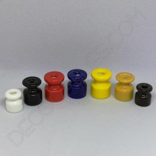 Aislador de porcelana para cable eléctrico trenzado varios colores