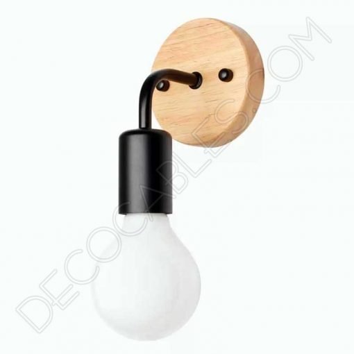Lámpara aplique de pared en metal y madera