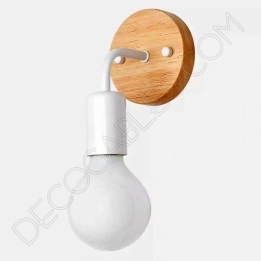 Lámpara aplique de pared en metal y madera
