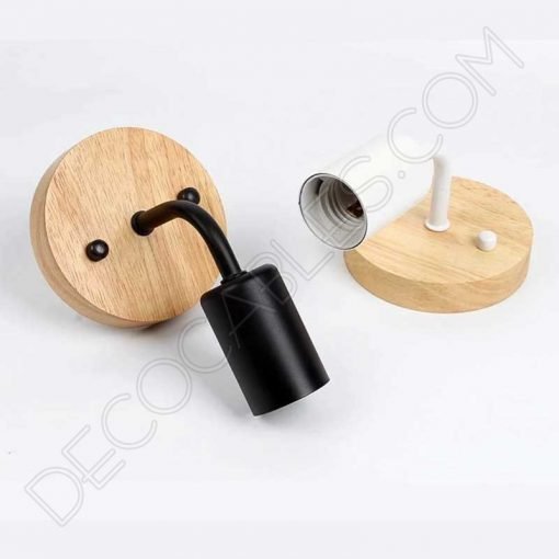 Lámpara aplique de pared en metal y madera