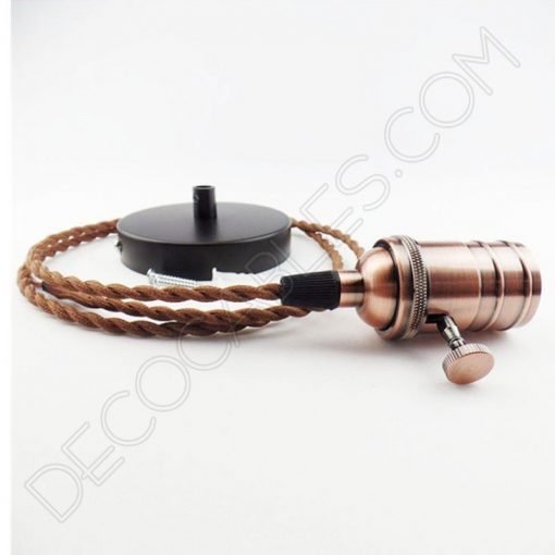 Lámpara colgante con portalámpara de perilla cobre viejo