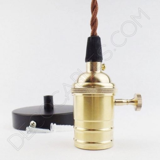 Lámpara colgante con portalámpara de perilla dorado