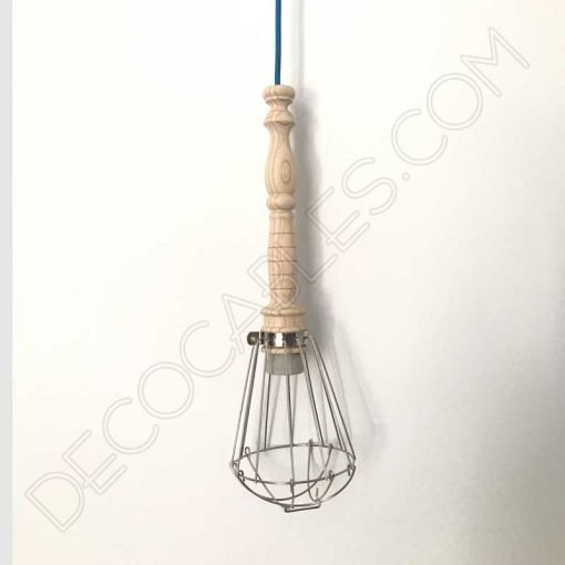 Lámpara Colgante de Madera con Jaula metálica 8 Lámpara colgante de madera con jaula metálica