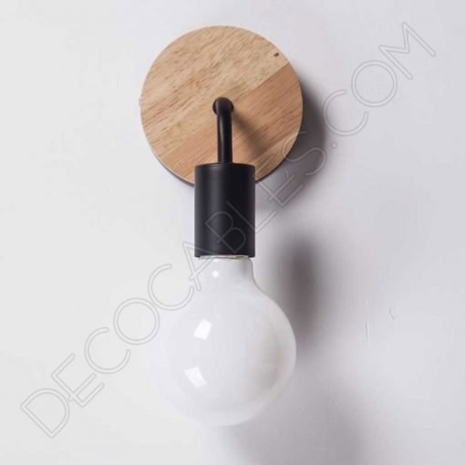 Lámpara Aplique de pared soporte en Madera y Metal 6 Lámpara aplique de pared de metal y madera en negro
