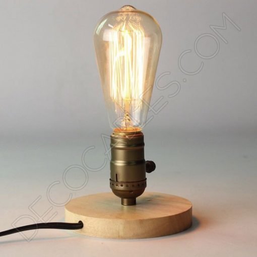 Peana circular de madera para lámparas de mesa 4 Lámpara de sobremesa con peana de madera