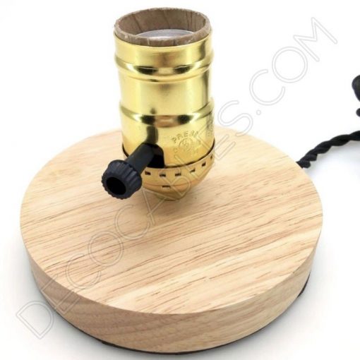 Lámpara de sobremesa con peana de madera