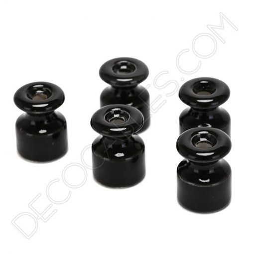 Aisladores de porcelana de colores para cable trenzado 11 Aislador de porcelana para cable eléctrico trenzado negro