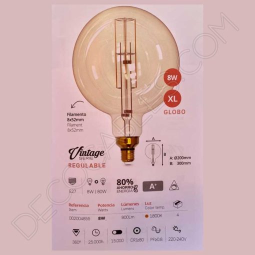 Bombilla filamento Led Gigante Ovalada Regulable 16 Bombilla filamento Led gigante globo