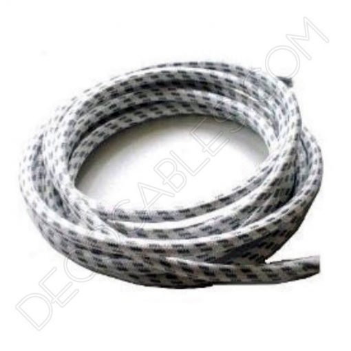 Cable eléctrico de tela blanco y gris plata