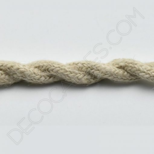 Cable eléctrico trenzado de cuerda de cáñamo beige