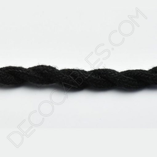 Cable eléctrico trenzado de cuerda de cáñamo negro