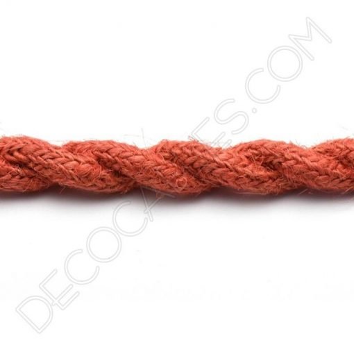 Cable eléctrico trenzado de cuerda de cáñamo rojizo