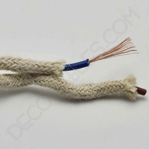 Cable eléctrico trenzado de cuerda de cáñamo beige
