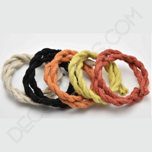 Cable eléctrico trenzado de cuerda de cáñamo varios colores