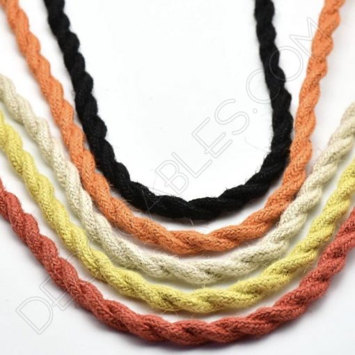 Cable eléctrico trenzado de cuerda de cáñamo varios colores