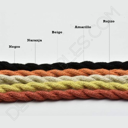 Cable eléctrico trenzado de cuerda de cáñamo varios colores