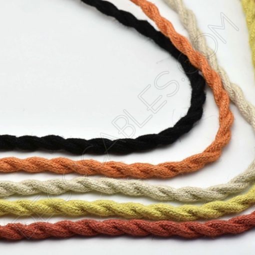 Cable eléctrico trenzado de cuerda de cáñamo varios colores