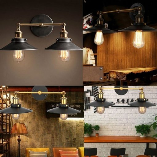 Lámpara Aplique de pared Vintage dos brazos con plato 6 Lámpara Aplique de pared dos brazos vintage
