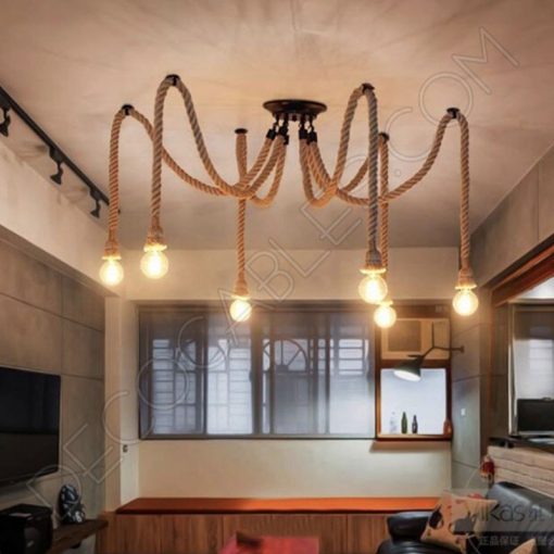 Lámpara araña de cuerda 6 brazos 2 Lámpara araña de cuerda de 6 brazos