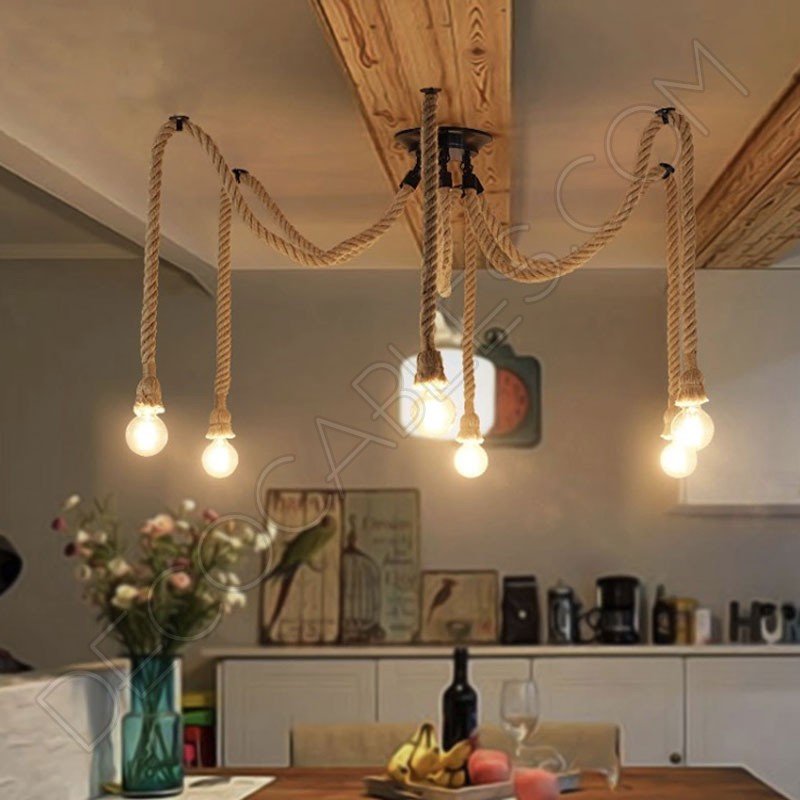 Lámpara araña de cuerda de 6 brazos Lámpara araña de cuerda de 6 brazos