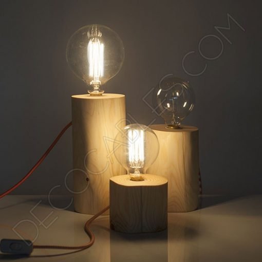 Base lámpara cilíndrica de madera