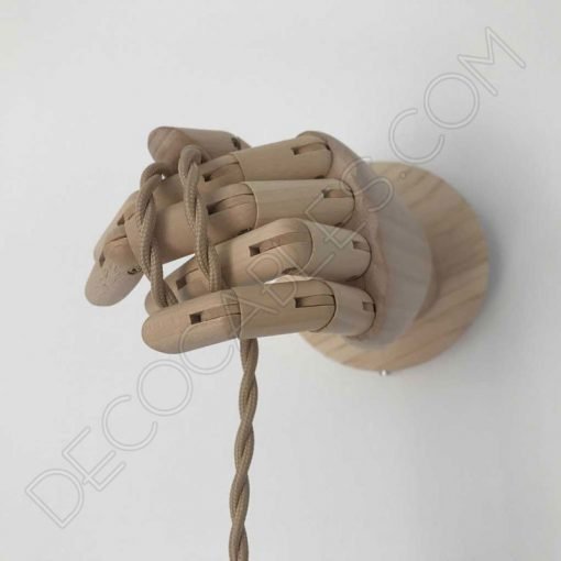 Lámpara Mano de pared en madera 2 Lámpara aplique de pared en madera modelo mano