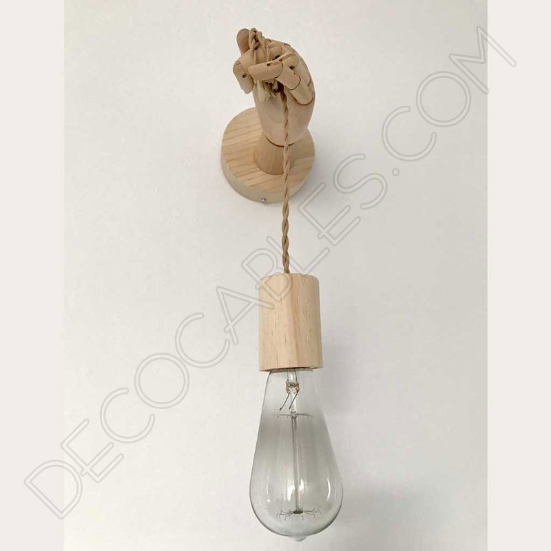 Lámpara aplique de pared en madera modelo mano Lámpara aplique de pared en madera modelo mano